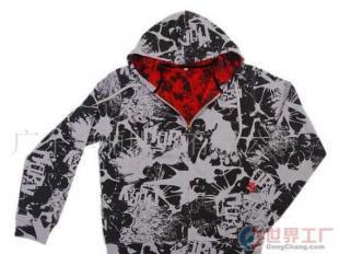 潮流批发指南 嘻哈风人像图案戴帽拉链卫衣，双色出击